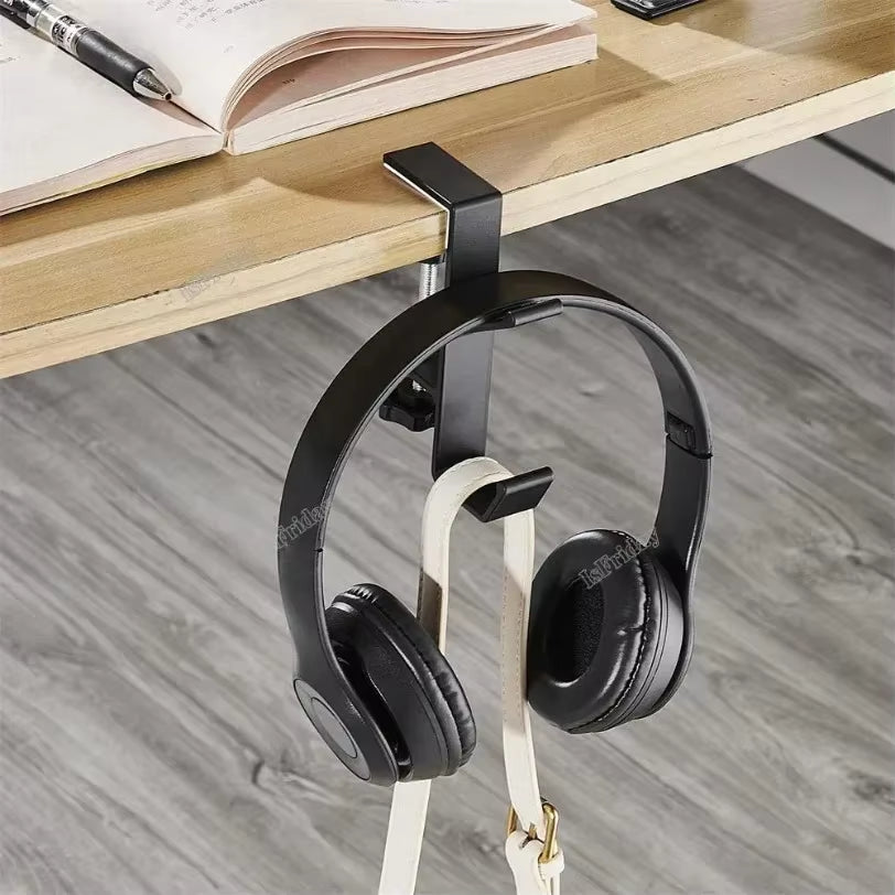Revolutionary Multi-Purpose Desk Hook: Punch-Free Hanger for Headsets & Bags with Adjustable Clamp - Perfect for Home, Office, or Gaming Setup