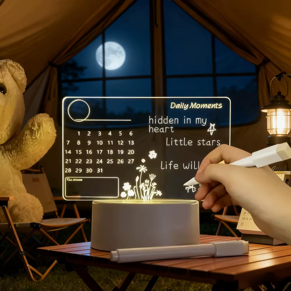 Illuminate Your Space with the Creative LED Note Board Night Light - Rewritable Message Board for Warm, Soft Ambiance Perfect for Kids and Loved Ones!