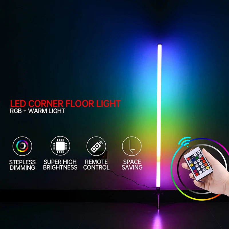 Transform Your Space with the LED USB RGBIC Smart Corner Floor Lamp - App & Remote Control for Customizable Colors and Effects
