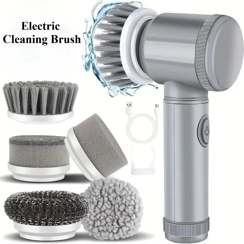 Revolutionary Cordless Electric Spin Scrubber: 5-in-1 Brush Heads for Effortless Deep Cleaning in Bathroom, Kitchen, and More!